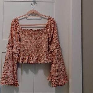 Altar'd State Crop Top With Bell Sleeves